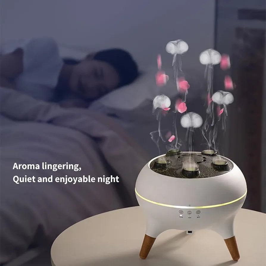 Dynamic Jellyfish Air Humidifier & Jellyfish Essential Oil Diffuser for Home, Office, Yoga - 7 Color-Changing Lights, Remote Control, 4H/8H Timer Setting, Auto Shut-Off 250ml