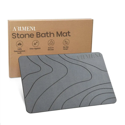 The Artment your artistic apartment TerraDry Stone Bathroom Diatomaceous Earth Shower Mat, Non-Slip Super Absorbent Quick Drying Bathroom Mat | Natural & Easy to Clean (Regular) (35 X 45 CM)