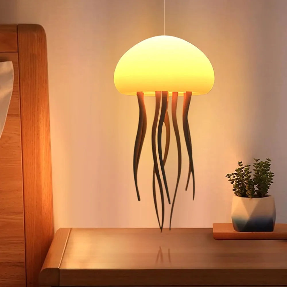 LED Jellyfish Lamp With Moving Tentacles & Base, 72 Gradient RGB Colors, USB Rechargeable, Voice & Button Controlled Night Light, Modern Desk Decor