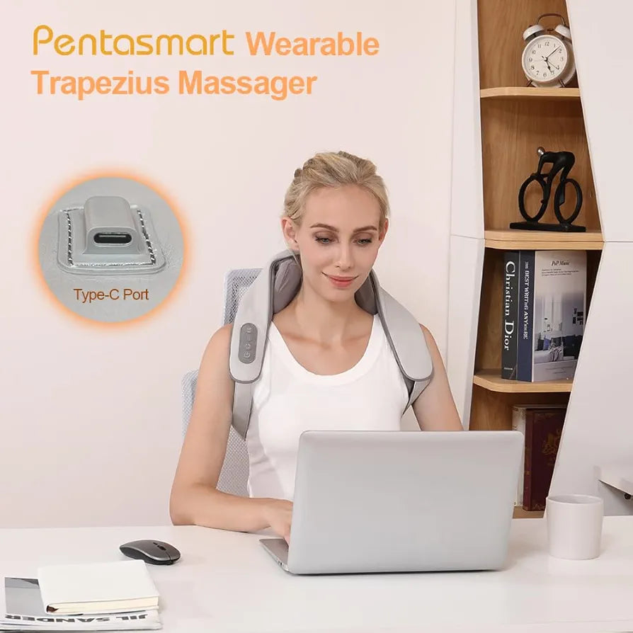 BITSY BLOOM Neck and Back Massager, Neck Massager with Heating, Body Massager for Body Aches and Pains Relief, Electric Wearable 5D Cervical Neck Massager for Neck, Back, Shoulders, Waist and Legs.