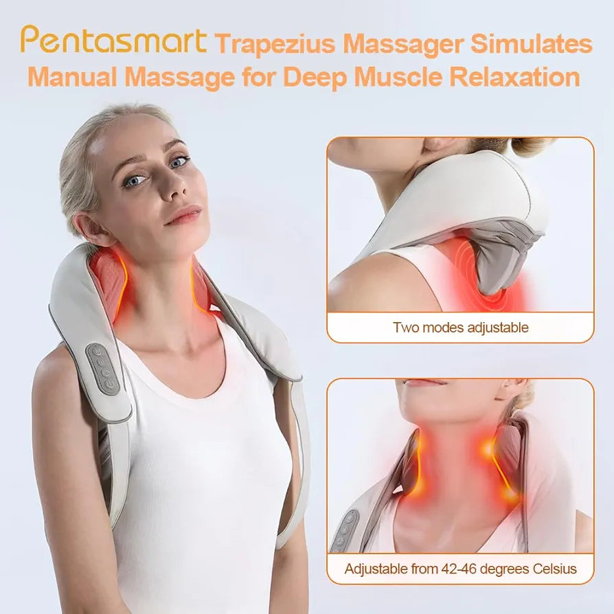 BITSY BLOOM Neck and Back Massager, Neck Massager with Heating, Body Massager for Body Aches and Pains Relief, Electric Wearable 5D Cervical Neck Massager for Neck, Back, Shoulders, Waist and Legs.