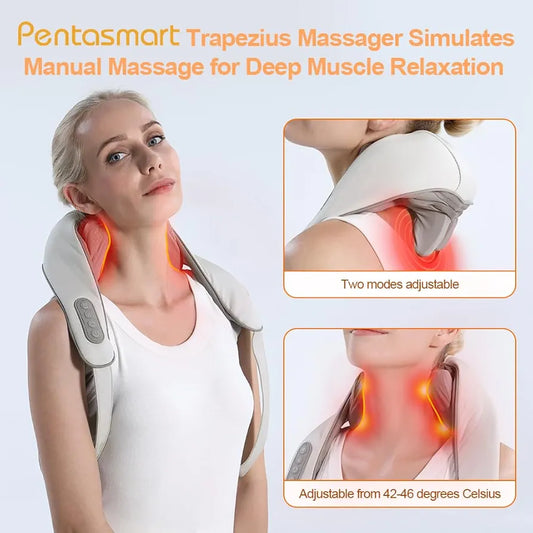 BITSY BLOOM Neck and Back Massager, Neck Massager with Heating, Body Massager for Body Aches and Pains Relief, Electric Wearable 5D Cervical Neck Massager for Neck, Back, Shoulders, Waist and Legs.