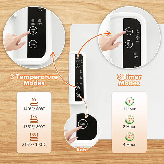 Anatole Electric Food Warmer 24"*15" Large Silicone Warming Mat Foldable Full Surface Warming Tray with 3 Adjustable Temperature Time for Buffets Parties