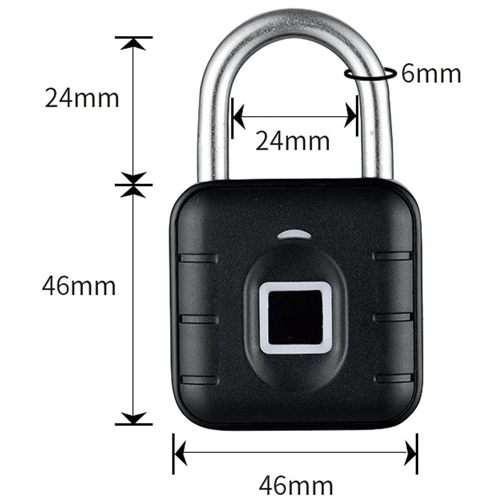 Smart Biometric Padlock With 2-Way Access: Fingerprint, Mobile App, IP67 Waterproof for Doors, Bags, Suitcase, Garage, Cabinet, Warehouse & Shutter (Small),  Black