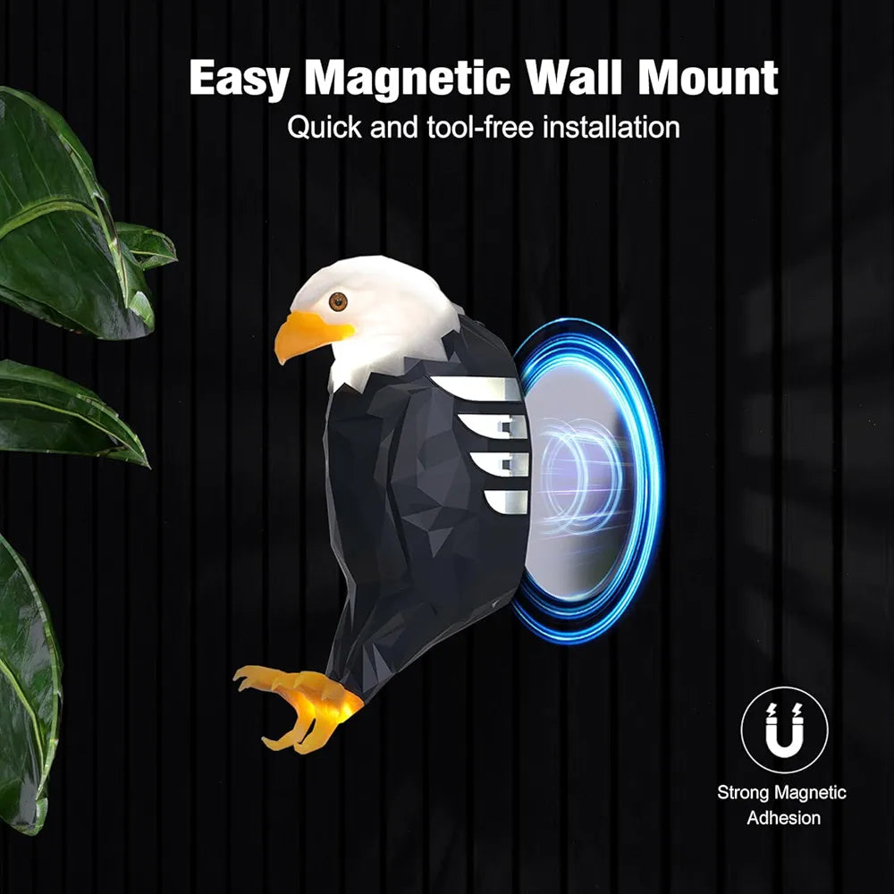 Eagle Wall Light, American Eagle Night Light with Remote Control, Magnetic Wall Mounted Eagle Lamp for Bedroom, Living Room, Hallway, Battery Operated and Removable Charging Eagle Light