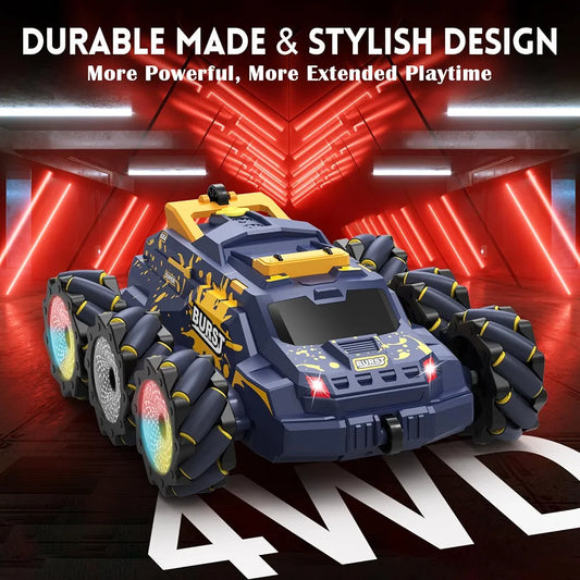 Remote Control Car for Kids, RC Stunt Car with Hand Gesture Sensing Toy Cars Spray Fog Steam 2.4GHz 4WD RC Cars with Light Music Remote Control Car for Boys Girls 8 9 10 11 12+ Year Yellow