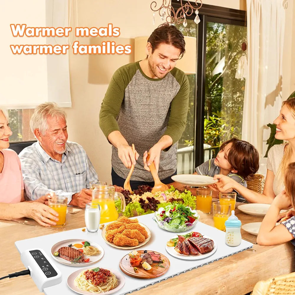 Anatole Electric Food Warmer 24"*15" Large Silicone Warming Mat Foldable Full Surface Warming Tray with 3 Adjustable Temperature Time for Buffets Parties