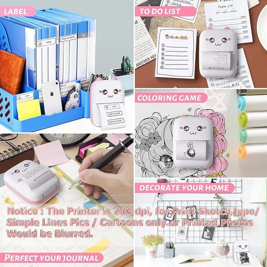 Mini Thermal Printer (1Year Warranty) Inkless Bluetooth Pocket Printer for Prints Picture List Memo Receipt Tags Barcode Labels Compatible with iOS, Android