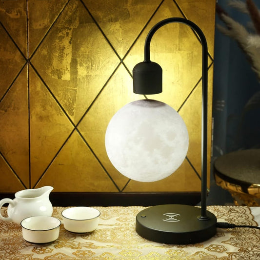 Floating Moon Lamp with Wireless Phone Charger & LED Levitating Ball in The Air Freely Unique Magnetic Cloud Desk Lamp with Cool Night Light, Home Office Decor & Gift for Friends Families
