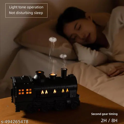 Cool Mist Train Humidifier, Portable Mini Train Essential Oil Diffuser, 2 Lights 2 Mist Modes, Auto Off for Bedroom and Large Room, 300 ml