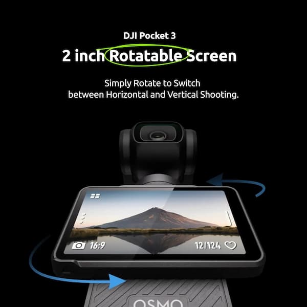 DJI Osmo Pocket 3, Vlogging Camera with 1'' CMOS & 4K/120fps Video, 3-Axis Stabilization, Fast Focusing, Face/Object Tracking, 2" Rotatable Touchscreen, Small Video Camera for Photography, YouTube
