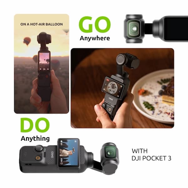 DJI Osmo Pocket 3, Vlogging Camera with 1'' CMOS & 4K/120fps Video, 3-Axis Stabilization, Fast Focusing, Face/Object Tracking, 2" Rotatable Touchscreen, Small Video Camera for Photography, YouTube