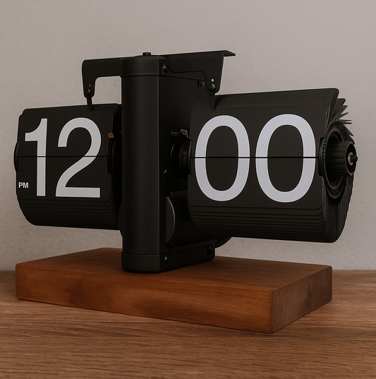 Wkevnu Vintage Flip Clock - Retro Digital Desk Clock With Auto Flip Mechanism, Battery Powered Internal Gear Operation for Home Office Decor