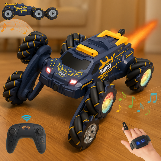 Remote Control Car for Kids, RC Stunt Car with Hand Gesture Sensing Toy Cars Spray Fog Steam 2.4GHz 4WD RC Cars with Light Music Remote Control Car for Boys Girls 8 9 10 11 12+ Year Yellow