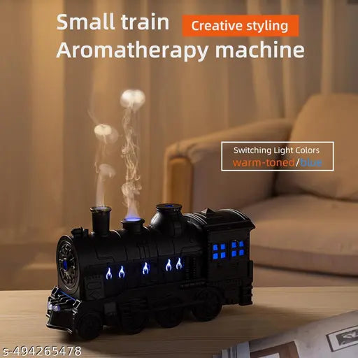Cool Mist Train Humidifier, Portable Mini Train Essential Oil Diffuser, 2 Lights 2 Mist Modes, Auto Off for Bedroom and Large Room, 300 ml